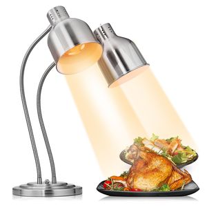Lampada Riscaldante per Alimenti Commerciale Standard USA HT 222 110V 500W in Acciaio Inossidabile a Doppia Testa, Design Verticale Elettrico per Mantenimento Calore - Product Image 1