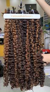 Vente en gros d'extensions de cheveux humains vietnamiens naturels 30 pouces Curl Style brut donneur unique eurasien couleur tissage paquet - Product Image 4