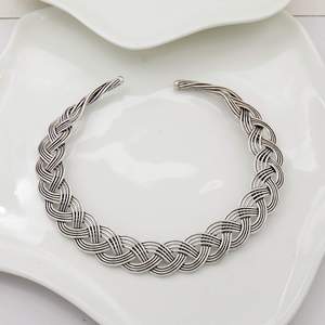 Vintage Gold Plated Braided Choker Necklace Unisex Everyday Wear <b>Rope</b> <b>Chain</b> Style Jewelry - Product Image 4