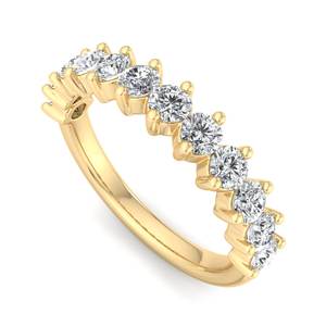 Anillo de boda de lujo en oro rosa con diamantes redondos de talla brillante, banda semieternidad de nueve piedras con engaste compartido, joyería de moda para mujer. - Product Image 3