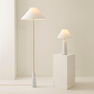 Modern Marble Accent Lamp Featuring Refined Geometric Form Soft Fabric Shade And Sophisticated Home Decor Styling Presence - Product Image 6