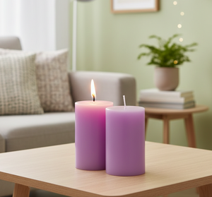 Ensemble de 2 bougies piliers en cire de soja et paraffine de qualité supérieure - Fabriquées à la main, longue durée de combustion, écologiques pour Halloween, Noël, Pâques et autres fêtes - Product Image 1