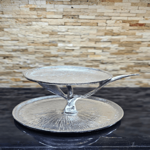 Juego de soportes para pasteles de metal de 3 niveles Ramzan Kareem con bandeja escalonada con diseño de palmera y soporte decorativo de mezquita, hecho a mano en latón con acabado dorado. - Product Image 4