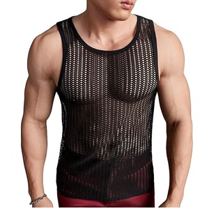 Débardeur en maille de coton tricoté grande taille pour hommes, personnalisé, uni, séchage rapide, respirant, pour la gym et l'entraînement, sans manches, vente en gros - Product Image 6