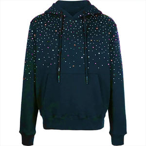 เสื้อฮู้ดสีเขียวประดับเพชรเทียม ลายจุด ผ้าถักโพลีเอสเตอร์ สำหรับผู้ชาย สวมใส่สบายๆ ในฤดูใบไม้ร่วง ทรงปกติ - Product Image 5