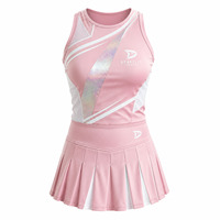 Tenue de cheerleading personnalisée pour femmes, jupe plissée rose et haut sans manches, maille respirante, vêtements de compétition de cheerleading
