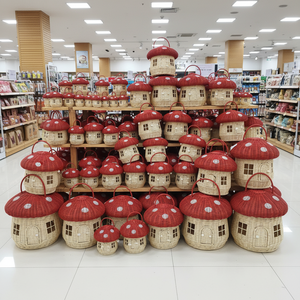 Natural Rattan Mushroom <b>Basket</b> Handmade <b>Woven</b> Storage <b>Basket</b> for Kids Toy Storage Home Decor Organizer - Product Image 5