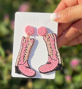 Boucles d'oreilles pendantes style Western Cowboy Bohème, motif floral en perles de rocaille, taille personnalisée, multicolores, bijoux fantaisie unisexe pour fêtes et mode - Product Image 6