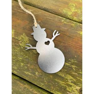Adorno Colgante de Muñeco de Nieve Metálico, Decoración Rústica para Árbol de Navidad Cortada con Láser, Decoración para Jardín y Césped, Adorno Navideño Económico - Product Image 1