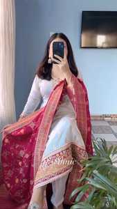 Pure Kanjivaram <b>Silks</b> <b>kurta</b> With Embroidery Coding Give Elegant Look For Women Buy Direct From Indian Supplier - Product Image 5
