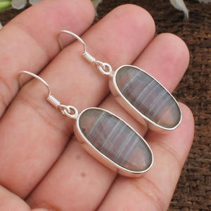 Pendientes de Fluorita Ovalada Natural al por Mayor, Pendientes de Plata de Ley 925 con Piedras Preciosas para Mujer, Joyería Fina a Precio de Fábrica - Product Image 3