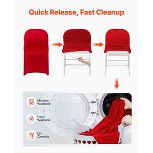 50 Coprisedia in Poliestere Spandex Rosso, Elasticizzati con Fronte Piatto, per Matrimoni, Feste, Cene o Banchetti - Product Image 5