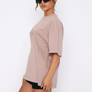 Camiseta de Verano para Mujer, Talla Grande, a Cuadros, de Algodón y Poliéster, Ecológica, Transpirable, Estilo Vintage, 300g, Cuello Redondo, Casual, Holgada - Product Image 3