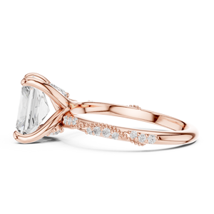 Bague solitaire en or rose avec diamant taille émeraude, élégante bague de fiançailles et de mariage, pavé de diamants, bijoux de luxe pour femmes - Product Image 4