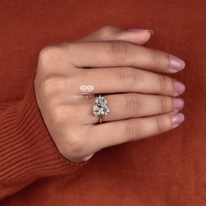 Three Stone Lab Grown Diamond Engagement <b>Ring</b> Mixed Shape Pear Oval and <b>Cushion</b> Cut Bridal <b>Wedding</b> Jewelry Supplier - Product Image 6