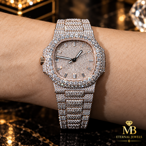 MB ETERNAL JEWELS นาฬิกาอัตโนมัติประดับเพชรหรูหรา ตัวเรือนโลหะผสม หน้าปัดอนาล็อก ควอตซ์ สำหรับผู้ชาย ขนาด 41 มม. ตัวเรือนทรงสี่เหลี่ยม กระจกแซฟไฟร์ - Product Image 1