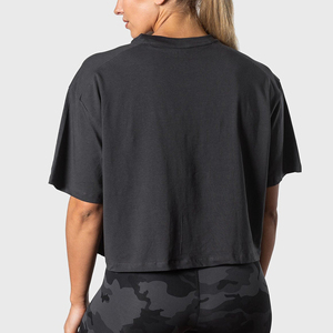 Camisetas Cortas para Mujer, Camisetas de Algodón con Logotipo Personalizado para Deportes de Verano, Camisetas Cortas de Algodón de Manga Corta, Holgadas y Casuales - Product Image 2