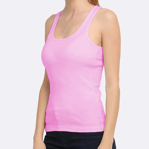 Custom Printing Embroidery Wholesale <b>Plus</b> <b>Size</b> Cotton Women Tank <b>Top</b> Customized Logo Design Pink Color Summer Jersey Solid - Product Image 3