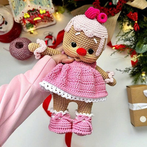 Crochet <b>Gingerbread</b> <b>Man</b> Amigurumi Doll Educational Model <b>Toy</b> 1:4 Scale Cotton <b>Toy</b> - Product Image 3