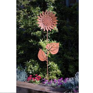 Tourniquet à vent artisanal en métal orange en forme de fleur, résistant aux intempéries, pour jardin, pelouse, cour et fêtes - Product Image 1