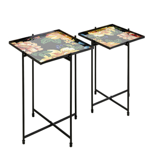 <b>Foldable</b> Tray Side <b>Table</b> Flowers <b>Garden</b> Square Set Of 2 Pieces - Product Image 1