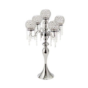 Candélabre en fer forgé de style européen moderne, sans flamme, écologique, avec perles de cristal, pour la décoration de table à manger ou de cheminée - Product Image 6