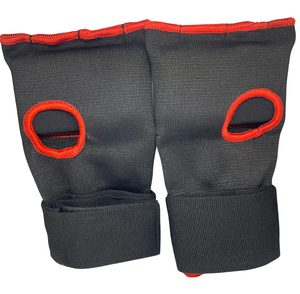Bandages de boxe demi-doigts noirs et rouges en tissu élastique confortables pour l'entraînement toutes saisons - Product Image 1