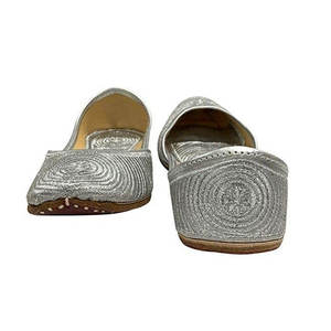 Best Quality Ladies Khussa Pakistani & Indian Formal Casual Party Wear Light Weight Anti-Slip Plain Blank Silver Khussa for Sale - Product Image 1