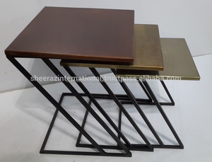 Squared Shape <b>Wood</b> <b>Top</b> and Metal Frame <b>Table</b> Handmade Designer <b>Table</b> New Design Metal Coffee <b>Table</b> home furniture - Product Image 2