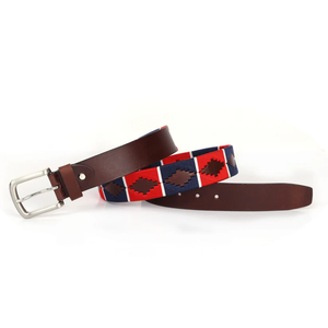 Ceinture Polo Personnalisée en Cuir Pleine Fleur pour Garçons, Broderie Équestre en Cuir Véritable Gaufré - Product Image 1