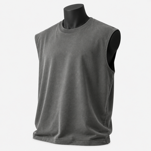 Débardeurs gris unis pour hommes très demandés, 100 % coton, tissu léger, avec services OEM et ODM. - Product Image 4