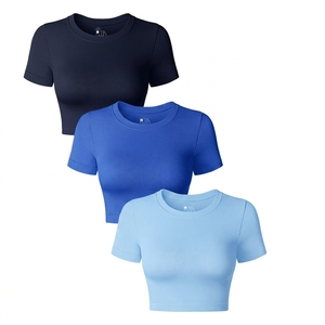 Hot Selling Scoop Neck Seamless Spandex/Nylon Skinny Fit Crop <b>Tops</b> for Women Fitness Breathable - Product Image 3