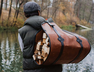 Sac de transport en cuir pleine fleur pour bûches de bois, support de rangement pour bois de chauffage, pour intérieur - Product Image 3