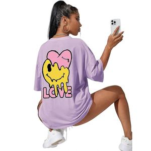 Camiseta de verano personalizada para mujer, informal, de gran tamaño, con palangre, hombros caídos, manga corta, cuello, apliques, decoración disponible en Tallas grandes - Product Image 4