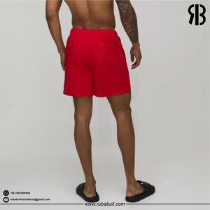 RUBABULL <b>Men's</b> Red Solid Color <b>Quick</b> <b>Dry</b> Casual <b>Shorts</b> Mid Waist Drawstring Casual Swim Trunks Polyester <b>Short</b> <b>Shorts</b> For <b>Men</b> - Product Image 2