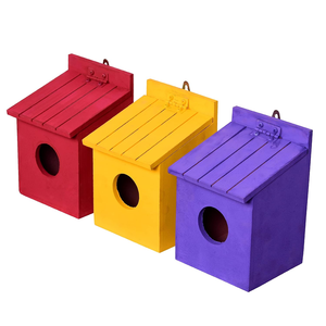 Handcrafted <b>Wooden</b> Birdhouse Decorative Bird <b>House</b> with Round Entrance Hole and Sloped Roof for Garden Backyard - Product Image 4