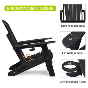 Sedia Adirondack Resistente alle Intemperie per Esterni, Sedia da Giardino Pieghevole in HDPE - Product Image 3