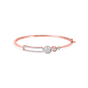 Modern Rose Gold Geometric Diamond Open <b>Bangle</b> <b>Bracelet</b> for Women - Product Image 2