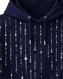 Sudadera con capucha azul marino con pedrería, extragrande, de forro polar grueso, con bolsillo canguro, personalizada, estilo urbano, para hombre, de fabricante - Product Image 5
