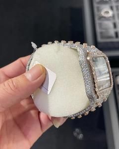 Reloj Mecánico Cuadrado de Dos Tonos en Oro con Incrustaciones de Diamantes, Esfera con Diamantes, Números Romanos, Ventana de Fecha, Reloj de Lujo para Hombre Estilo Hip Hop - Product Image 3