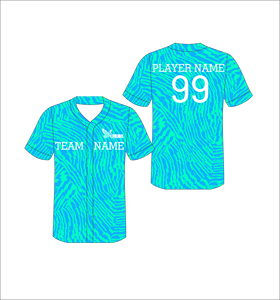Maillot de baseball personnalisé sublimé, motif géométrique bleu-vert, col en V, manches courtes, anti-humidité, uniforme d'équipe unisexe pour adulte - Product Image 1