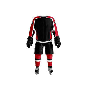 Ensembles d'uniformes de hockey sur glace pour adultes, couleur unie, nom d'équipe personnalisé - 100% polyester, séchage rapide et respirant - Product Image 6