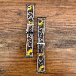 สายนาฬิกาหนังแท้ที่ใช้มือปรับแต่งได้พร้อมดีไซน์ดอกไม้และหัวเข็มขัดแบบกลัดสำหรับเปลี่ยนใส่สบายสำหรับนาฬิกา2025 - Product Image 5