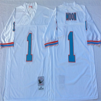 Maillots de football vintage 1 Warren Moon 34 Earl Campbell 9 Steve McNair 74 Bruce Matthews Bleu Blanc Hommes Séchage rapide Toutes saisons