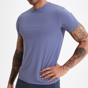 T-shirts de fitness pour hommes 100 % coton, coupe classique, en tissu tricoté, vêtements de sport, séchage rapide, écologiques, haute qualité, avec bordure contrastée - Product Image 4