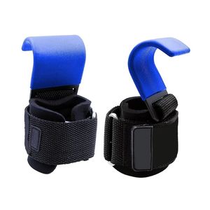 Crochets de musculation réglables en acier robuste bleu, antidérapants, avec sangles de poignet rembourrées en néoprène pour la musculation et les soulevés de terre - Product Image 1
