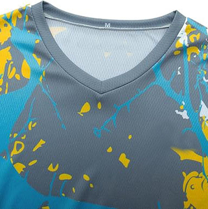 Camiseta Deportiva de Manga Larga para Hombre, Amarilla con Estampado Azul, Secado Rápido, Corte Regular, Cuello Redondo, Tejido de Poliéster, Top Atlético - Product Image 2