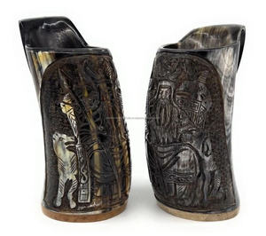 แก้วมักทรงเขาควายสไตล์อเมริกันแก้วช็อตคุณภาพสูงแก้วชอยไวน์หัตถกรรมเบียร์ไวกิ้งแก้วสั้นขัดเงา - Product Image 3