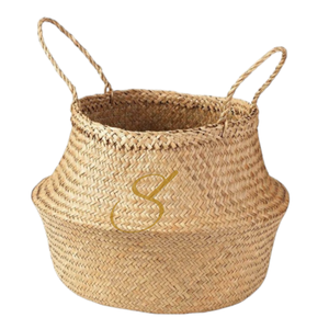 Grand panier de rangement en jonc de mer tressé à la main avec couvercle, style vietnamien naturel, grande taille - Product Image 2
