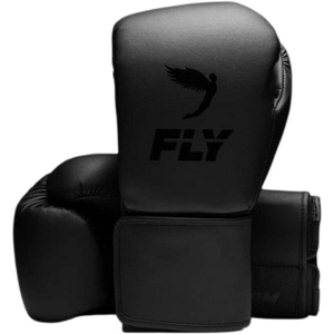 ถุงมือชกมวยรุ่นล่าสุด ดีไซน์ Fly สีขาวดำ สายรัดแบบสปาร์ริง คุณภาพพรีเมียม หนังวัวแท้ สำหรับมืออาชีพ - Product Image 1